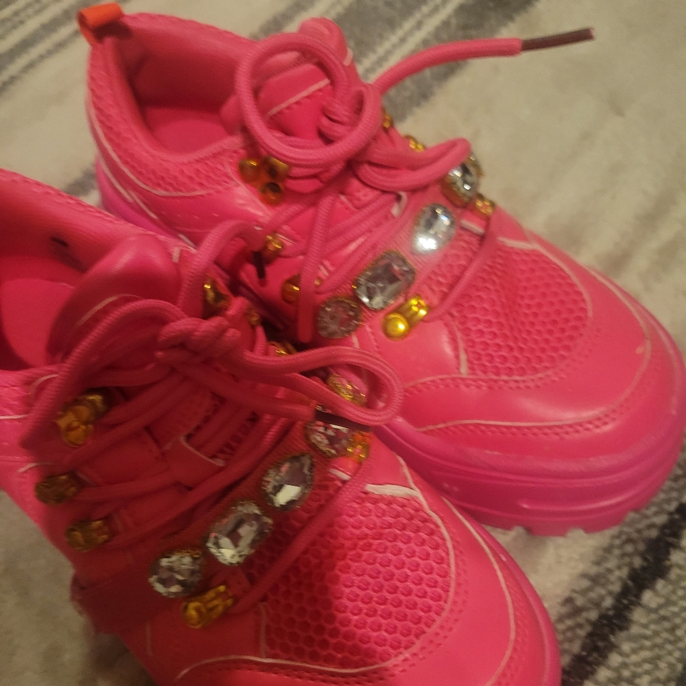 Used Hot pink platform jewelry shoes